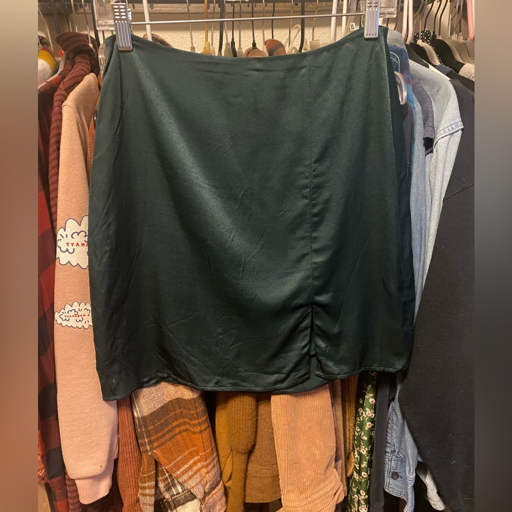 New Without Tags & Other Stories Silky Emerald Green Slit Mini Skirt